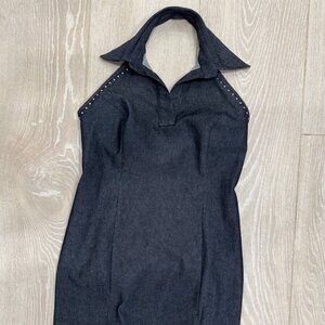 Starzo Denim Halter Mini Dress – Made in Italy – Size M